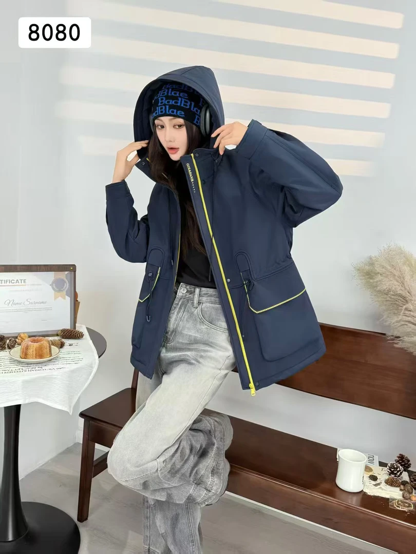 【273】【中长款加绒】奥粒绒冬季连帽保暖宽松显瘦百搭外套8080