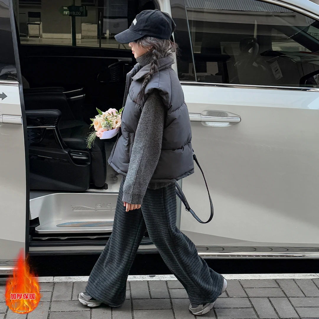 加绒女童马甲秋冬新款洋气儿童冬装加厚大童韩版冬款毛衣马甲三件