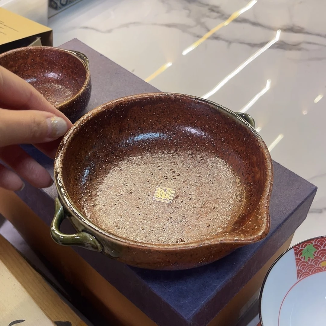 瓷片双耳倒流大钵子哦