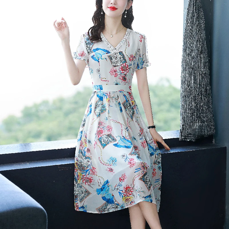 40095 花色连衣裙夏季