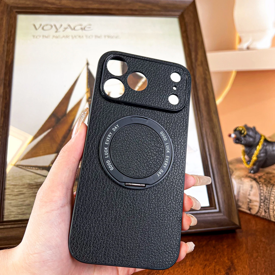 多米图适用于苹果11ProMax轻奢山羊皮磁吸360度旋转支架手机壳