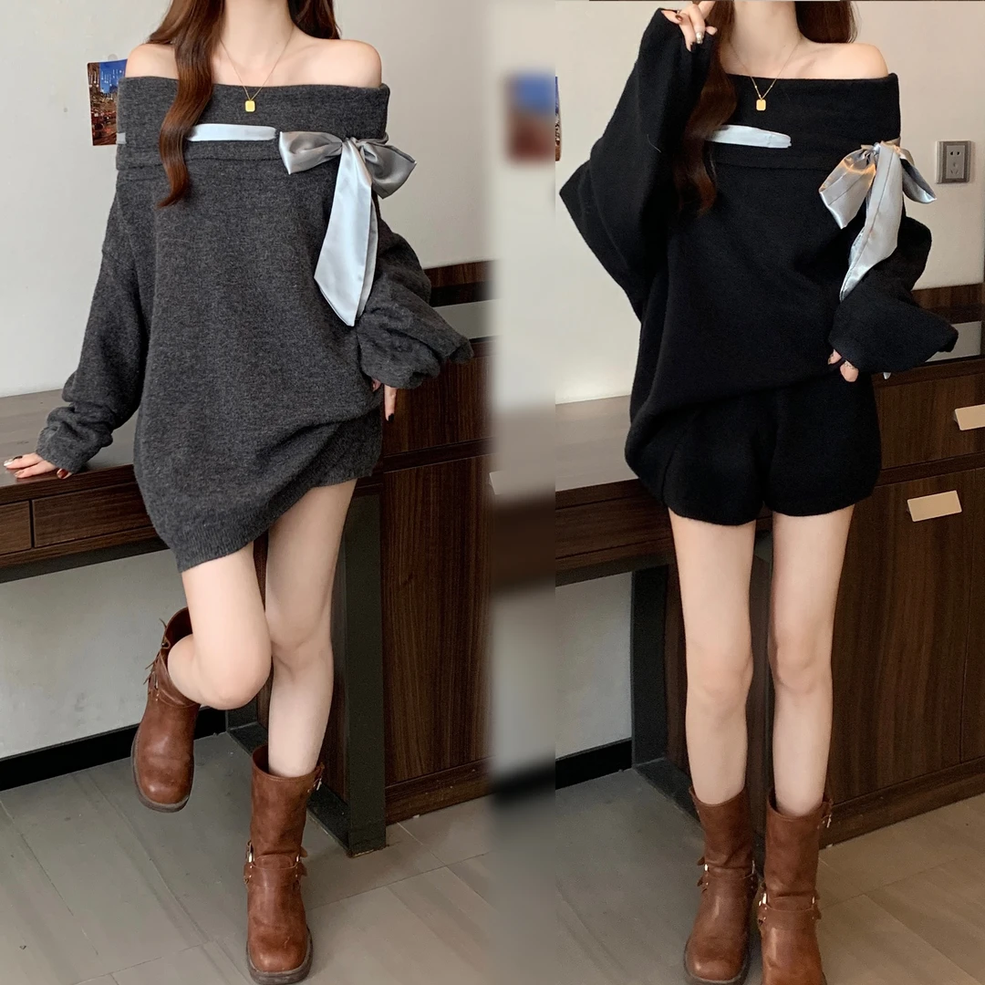 实拍大码2025秋款毛衣松弛感设计感宽松显瘦针织舒适套装上衣秋季