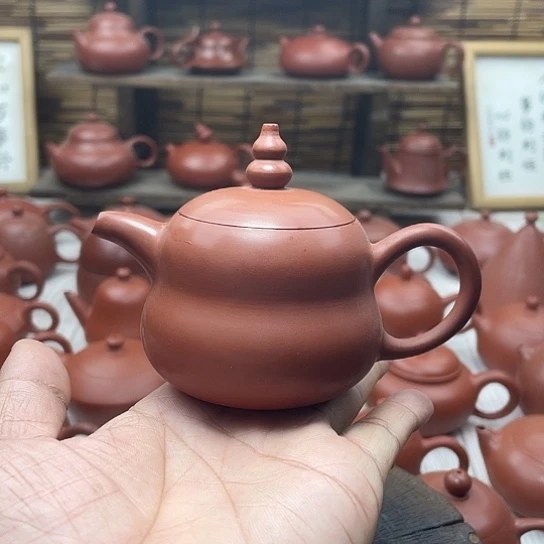 敦****)潮州朱泥手拉壶葫芦壶