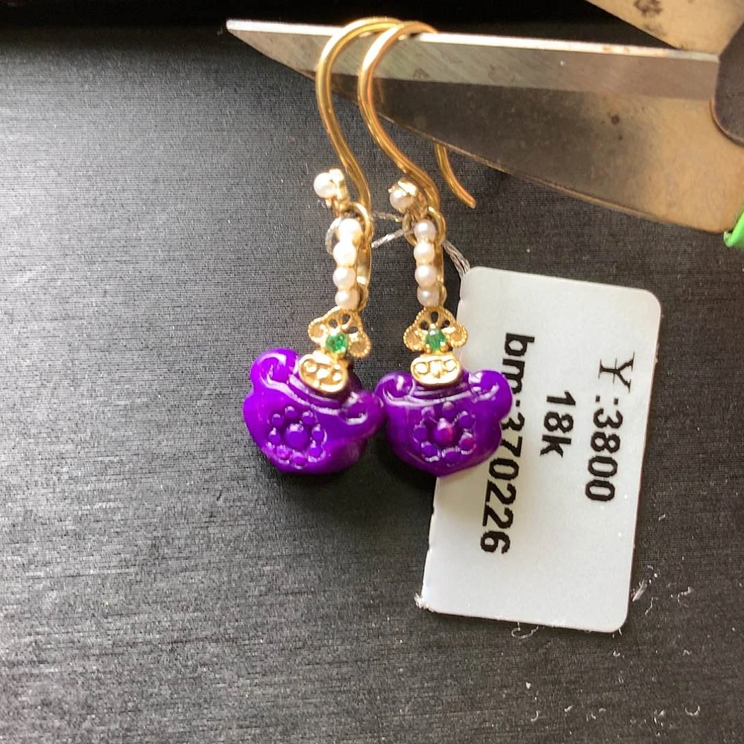 苏纪石（舒俱来）耳坠18K金镶嵌