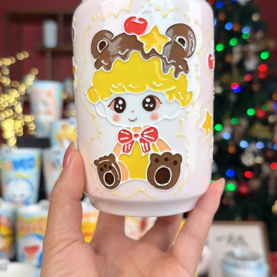 草***层陶摆件景德镇手绘高温釉下彩玉泥