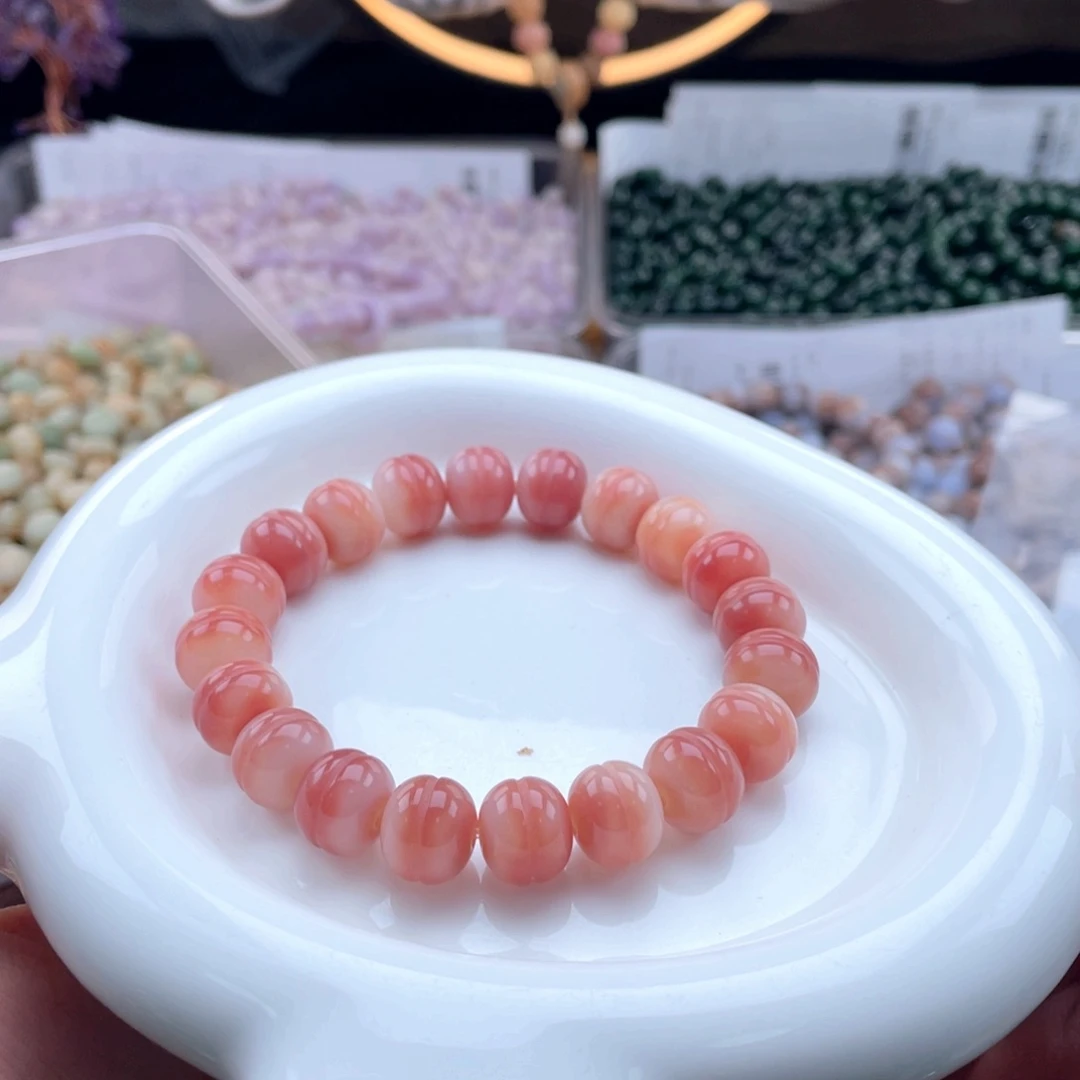 白玉菩提吊坠wq12mm50颗。樱花粉瓜皮 干磨