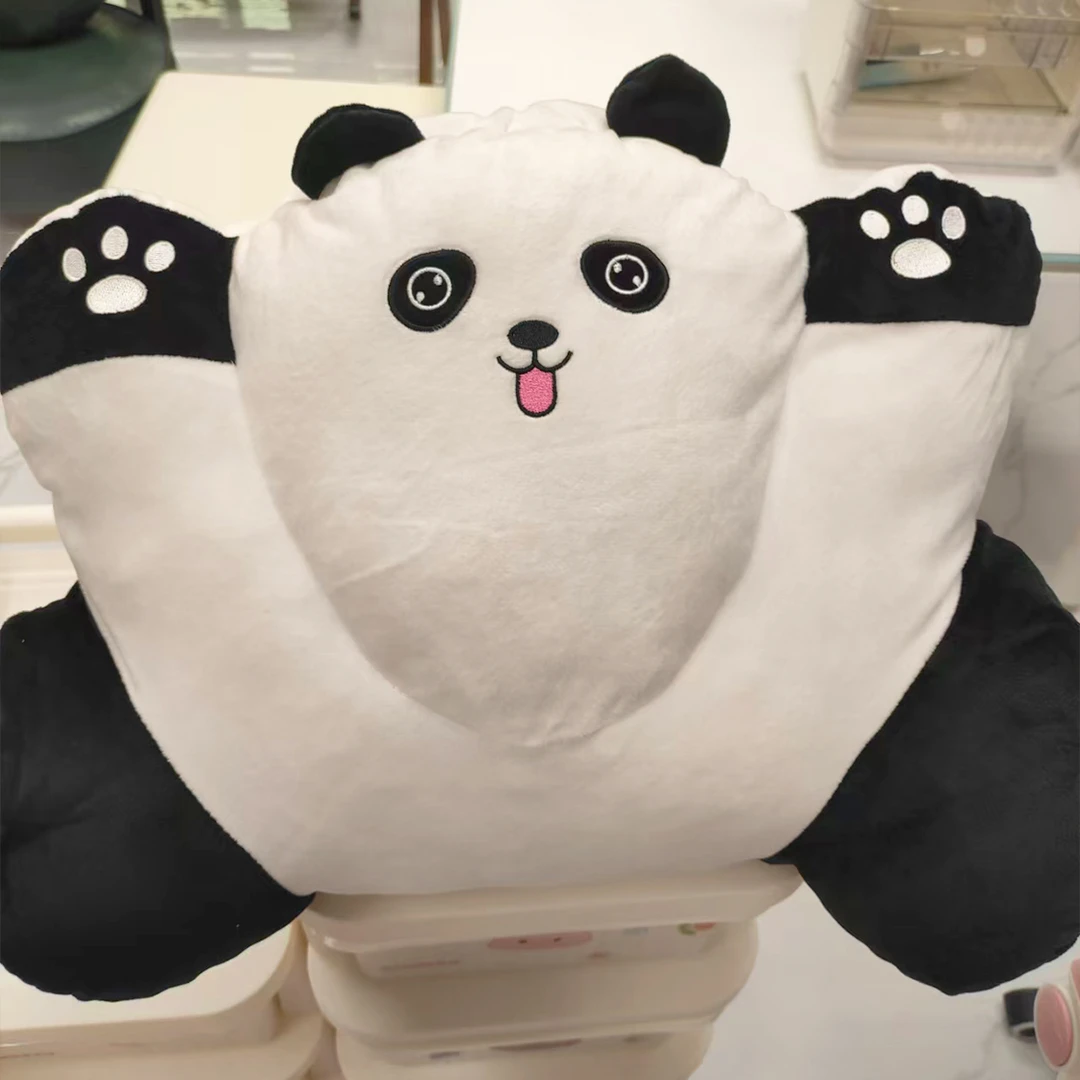 网红熊猫可爱卡通奶油风抱枕坐垫印花靠枕枕靠学生软垫坐墩靠垫YB