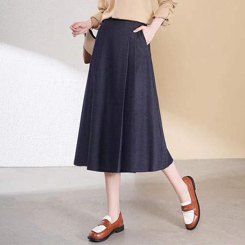 半身裙女2025春秋新款小个子高腰气质a字裙女装垂感Q2302