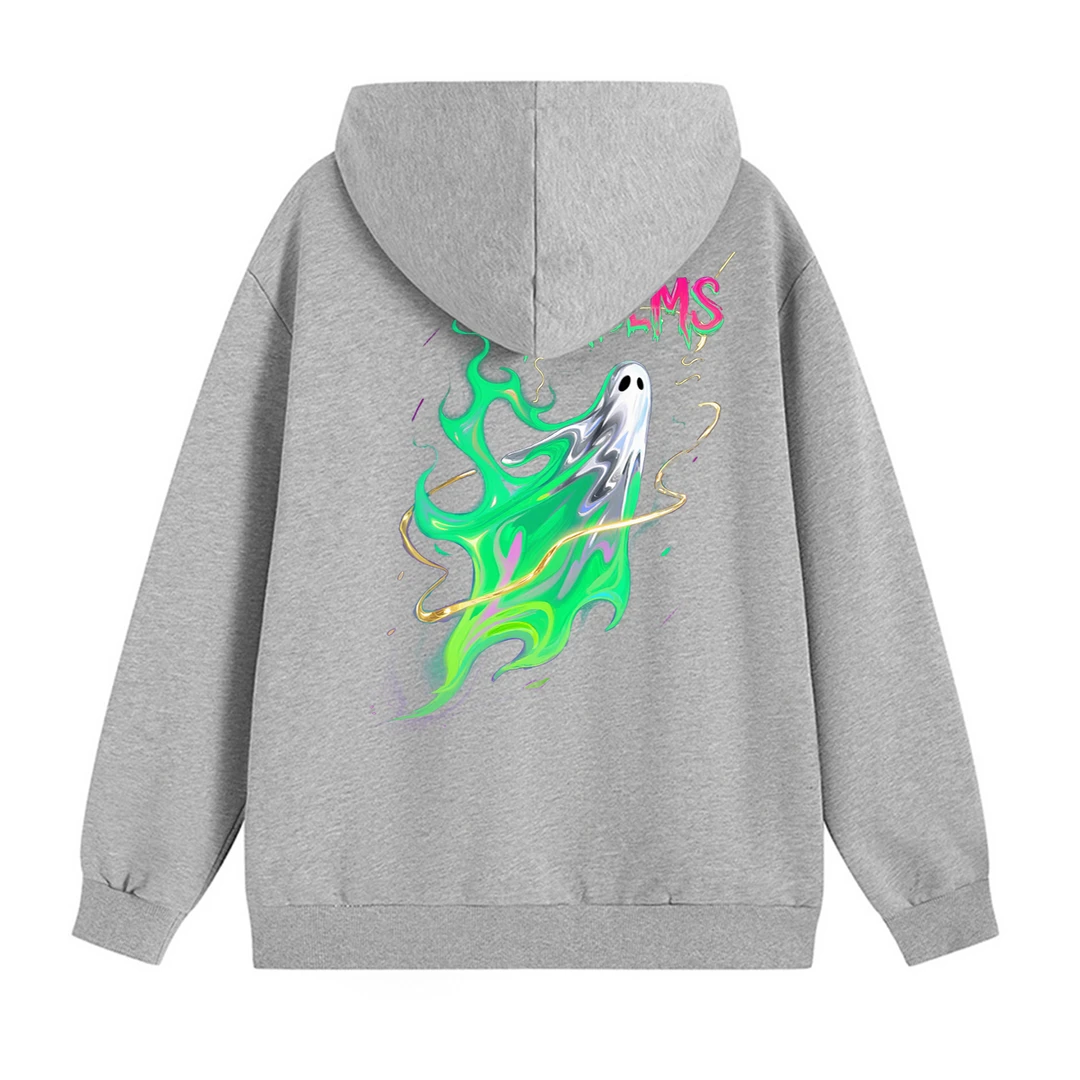 美式复古休闲百搭幽灵logo印花宽松软透气连帽秋季外套卫衣