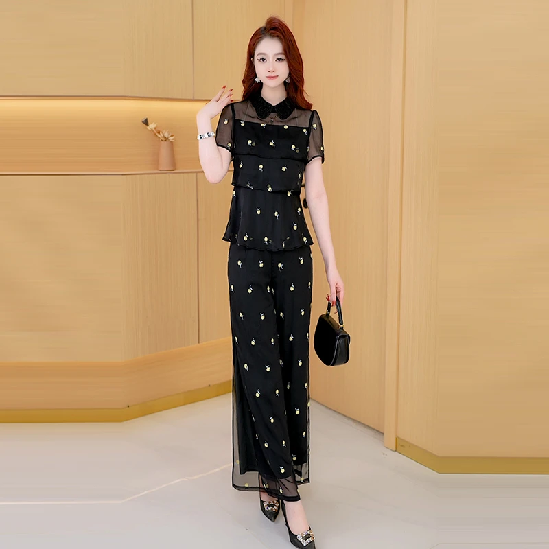 【两件套】夏季时尚女神洋气宽松气质休闲百搭显瘦减龄精致女装套裤