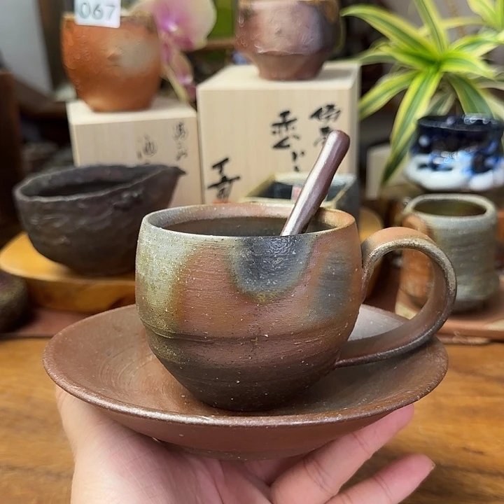 中居靖备前烧咖啡套三件组合福利一口价