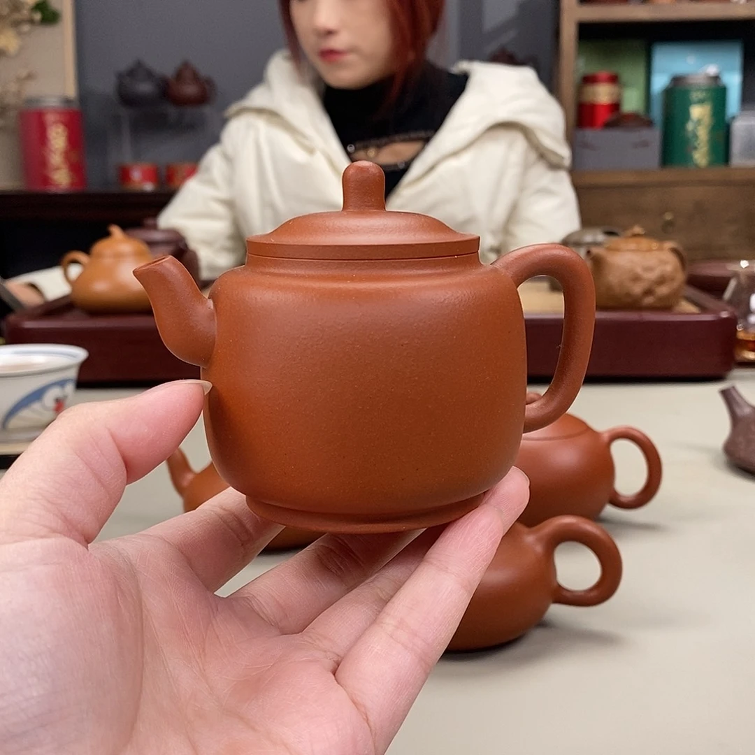 紫砂茶壶生砂朱泥半手墨林160cc