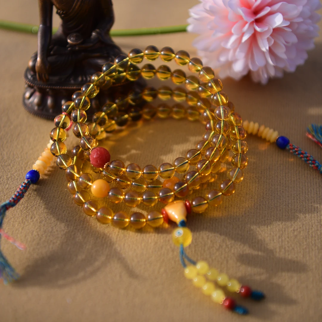 天然蓝珀琥珀 108藏式念珠 【时光的馈赠 心灵的宁静石】HP001010