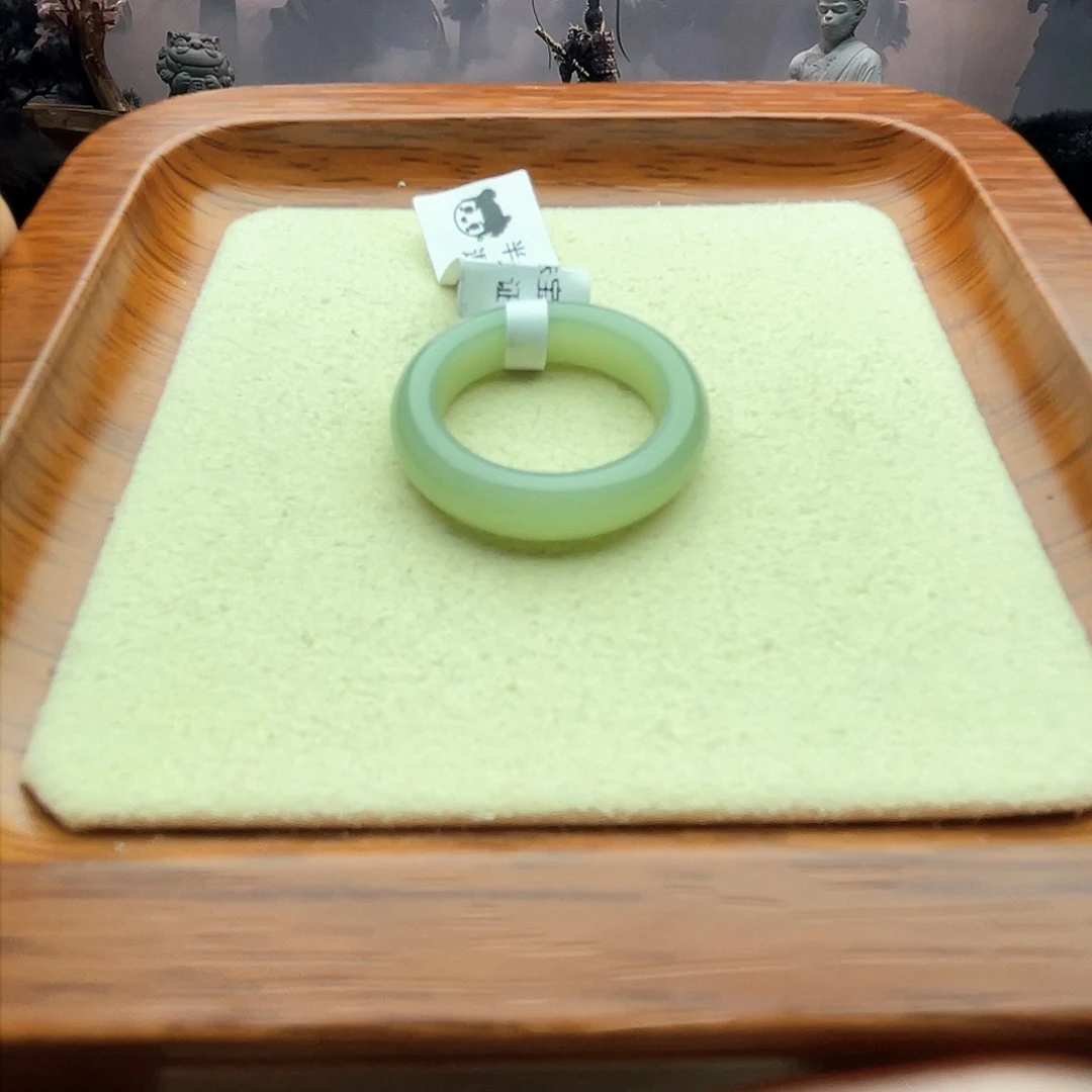 和田玉戒指未镶嵌碧玉粉青圆条16-17号