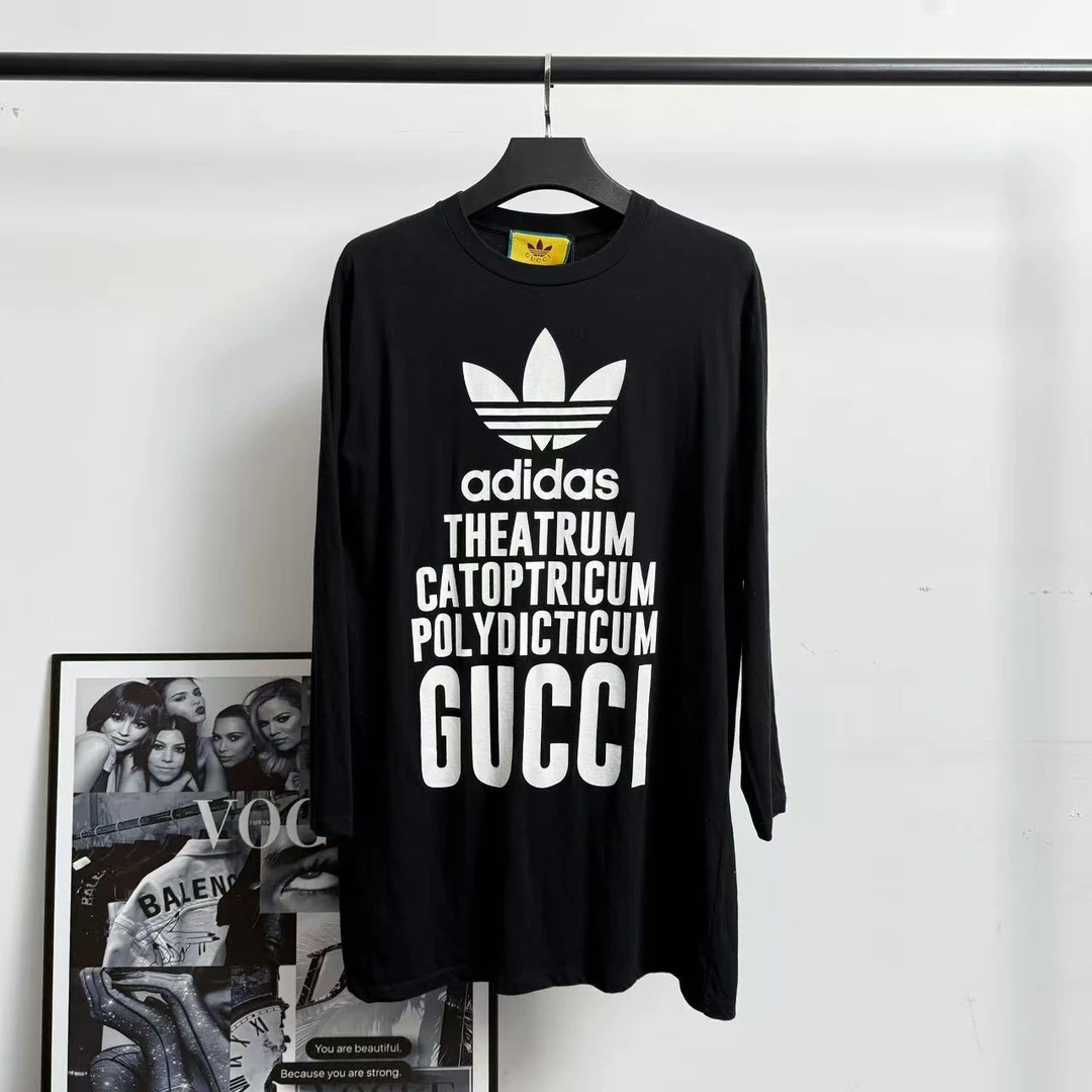未使用 GUCCI/古驰 阿迪达斯联名款黑色字母长袖/M