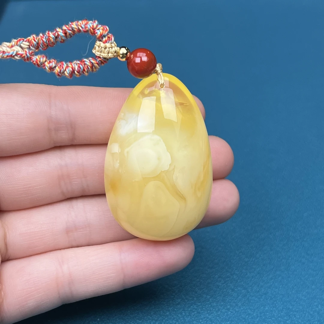 M5417天然原矿蜜蜡 水滴牌 30*48*18mm抖音基地质检发货