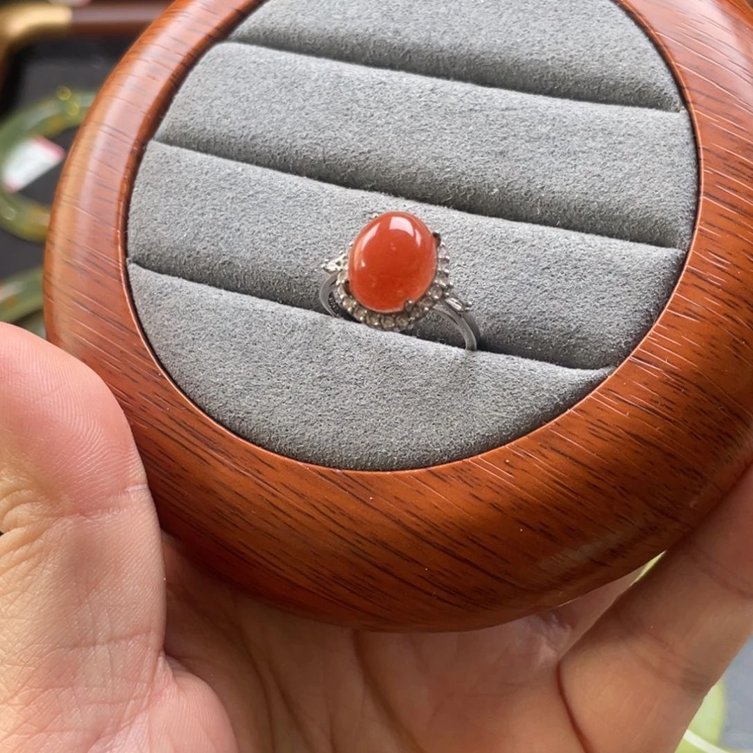 银S925镶嵌蛇纹石玉戒指