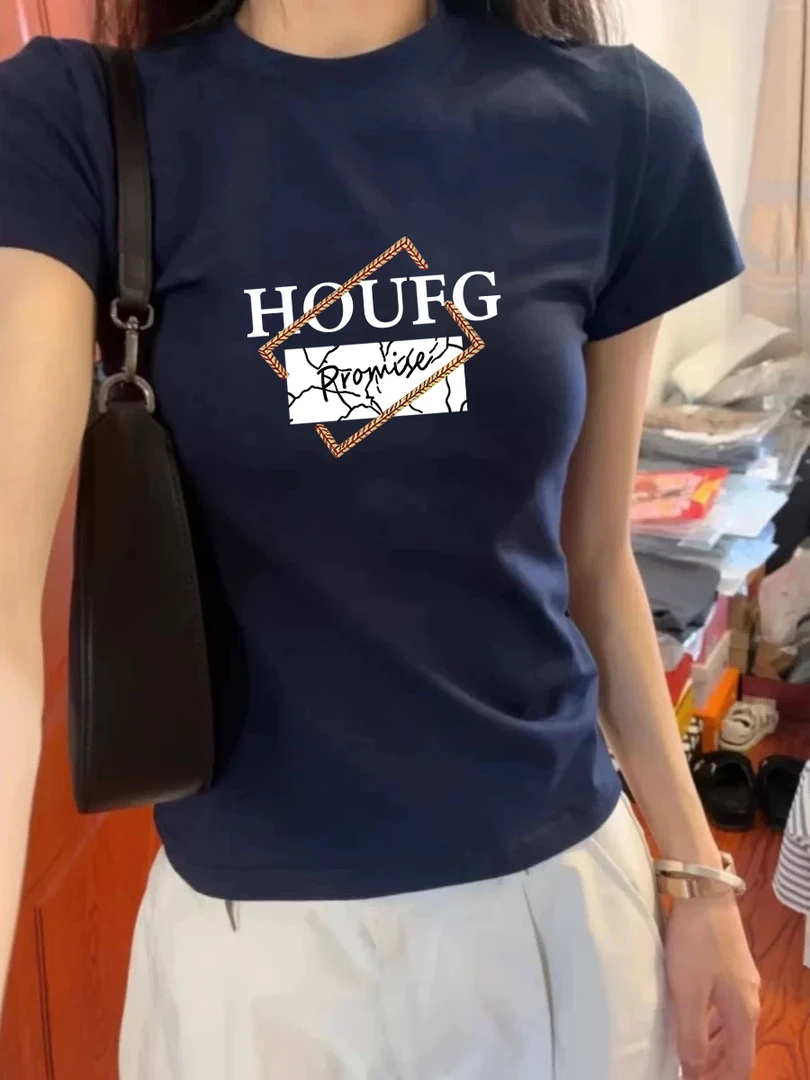 时尚减龄美式修身新款显瘦高级洋气夏季常规款T恤女辣妹正肩短袖
