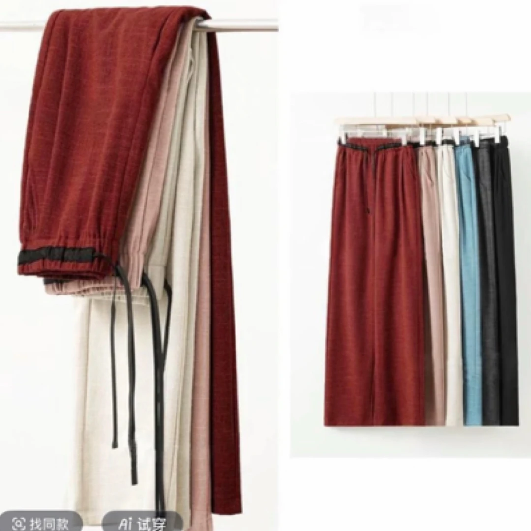 1122夏季薄款高腰显瘦松紧抽绳清凉透气阔腿女裤专柜品质