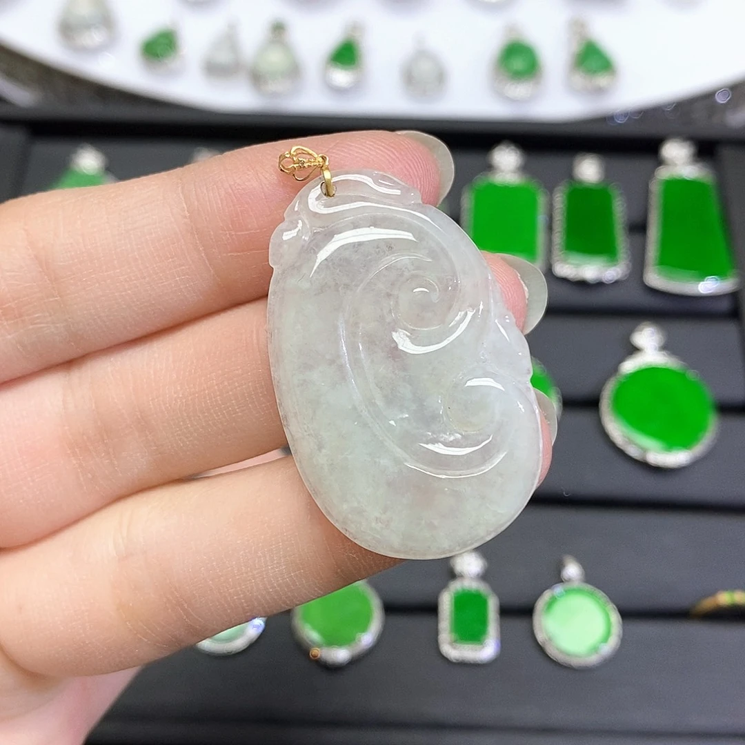 翡翠18K金镶嵌吊坠(不含链)