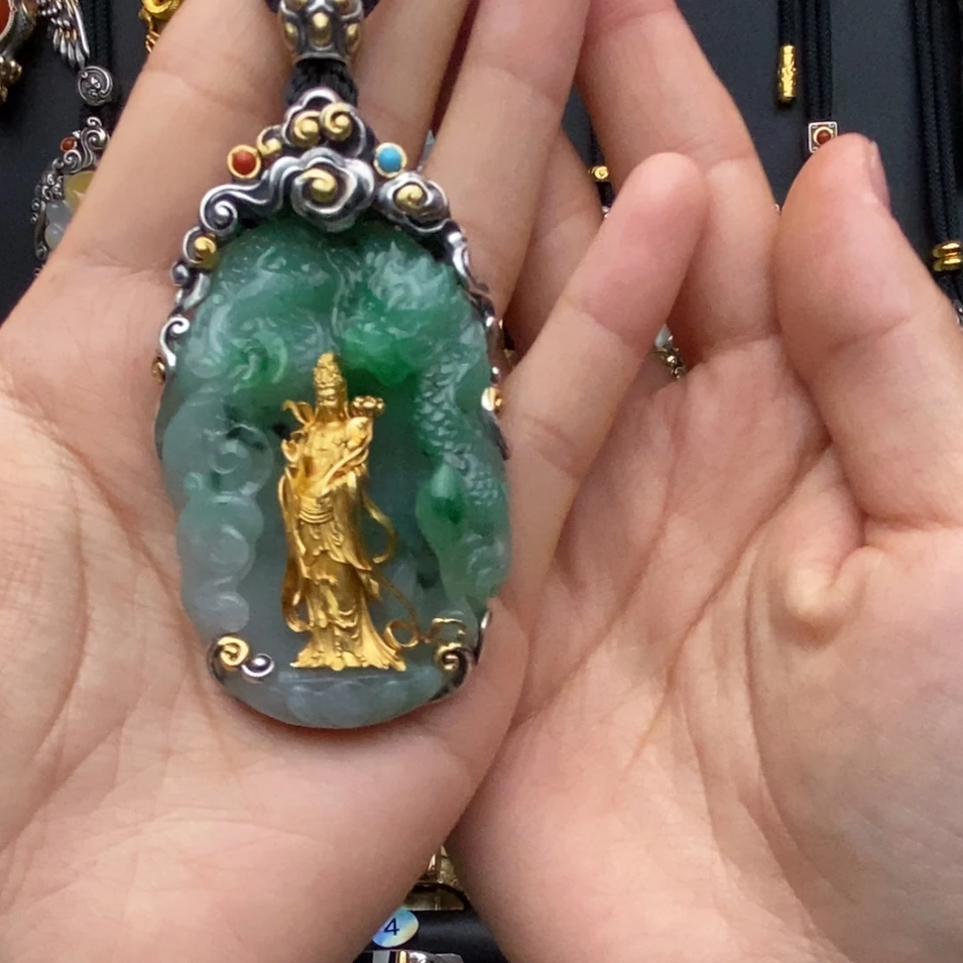 N***2翡翠银S925镶嵌颈饰