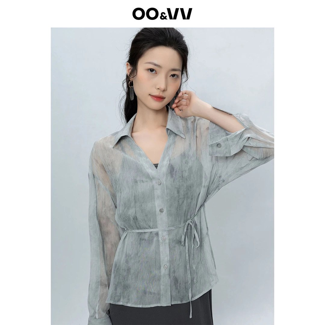 OO&VV宽松系带小众春夏长袖时尚复古时尚套装收腰百搭薄款休闲