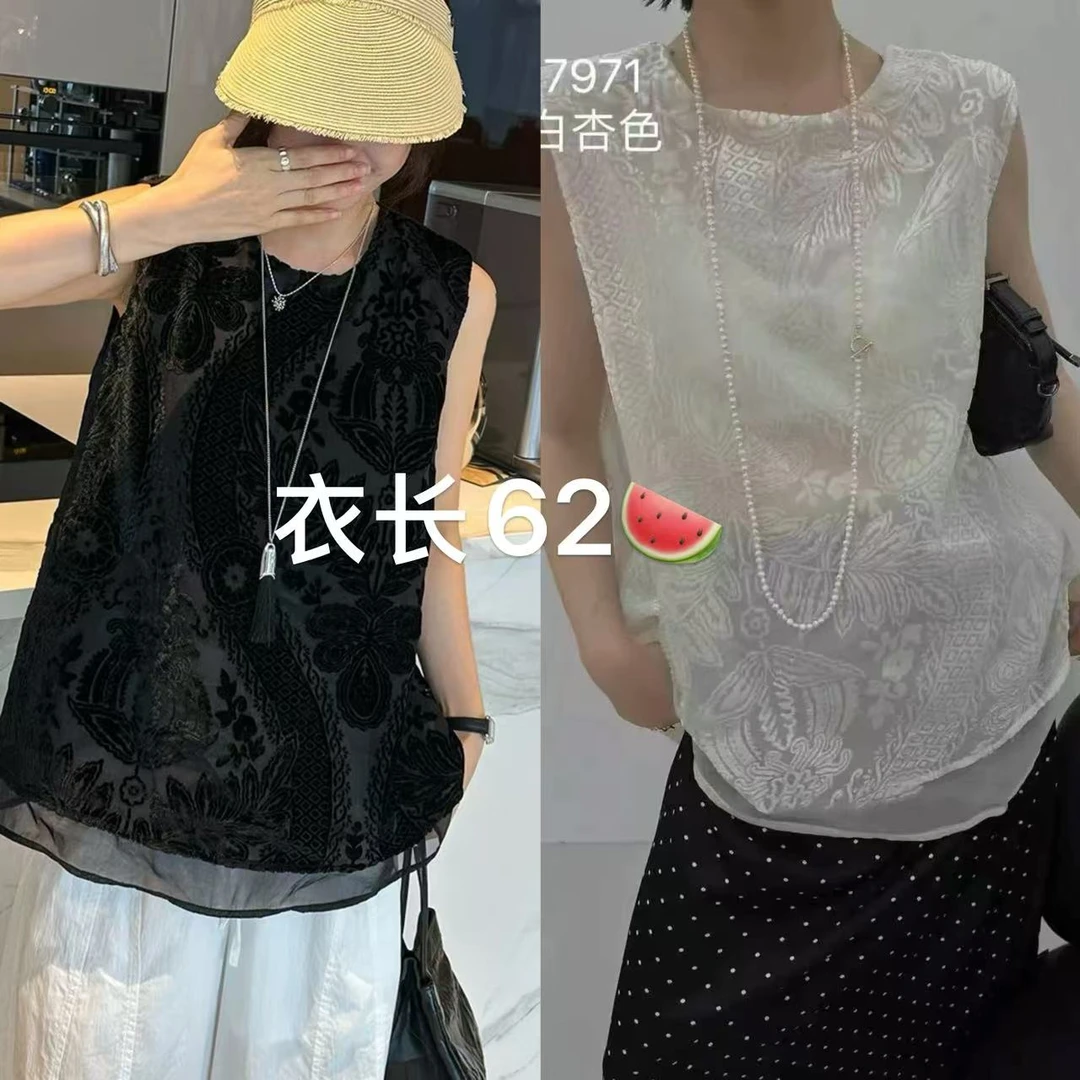 【艳子】831小个子新中式刺绣～无袖衬衫上衣