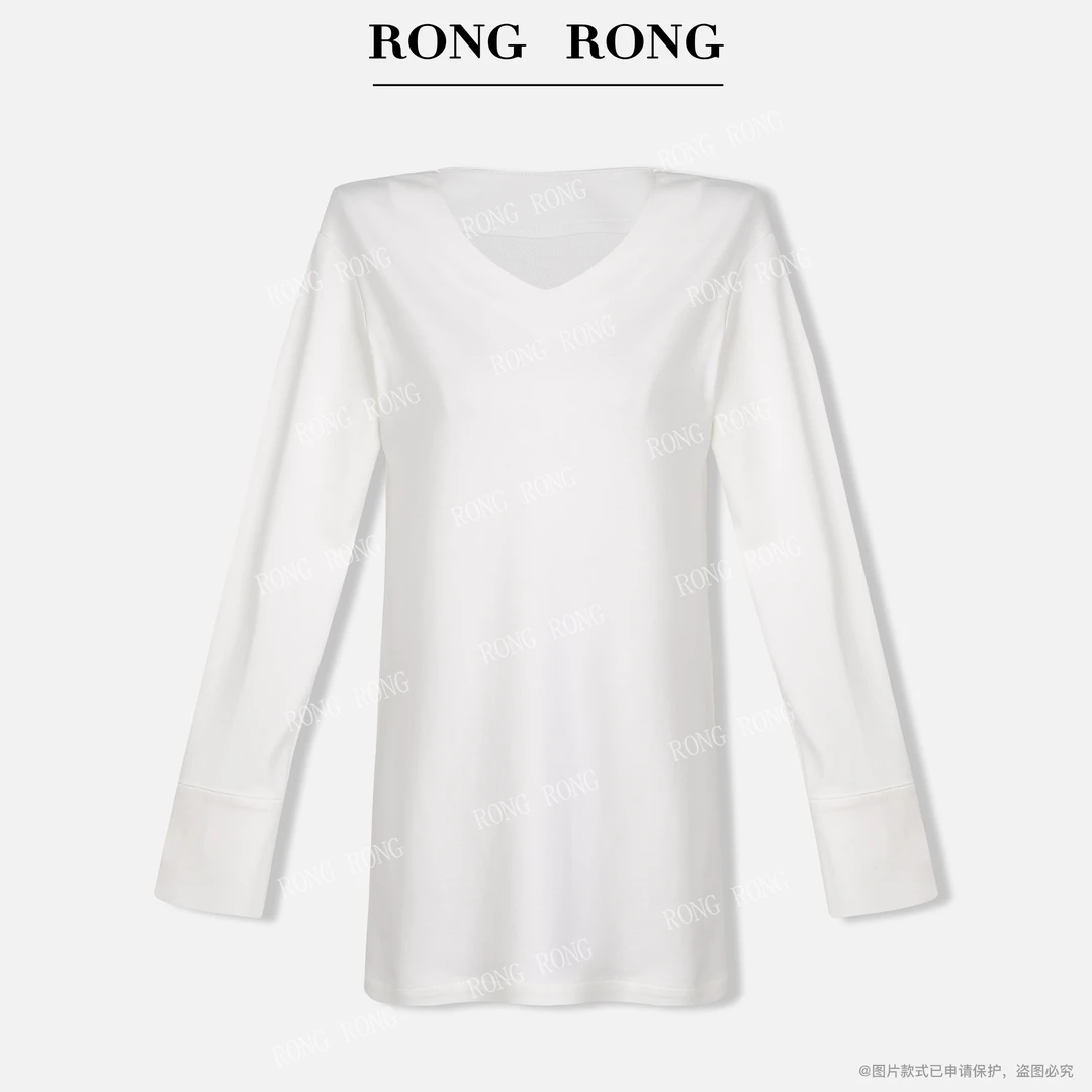 溶溶【静奢秋意】RONG 莫代尔双面重磅针织V领保暖上衣 C-A8964590