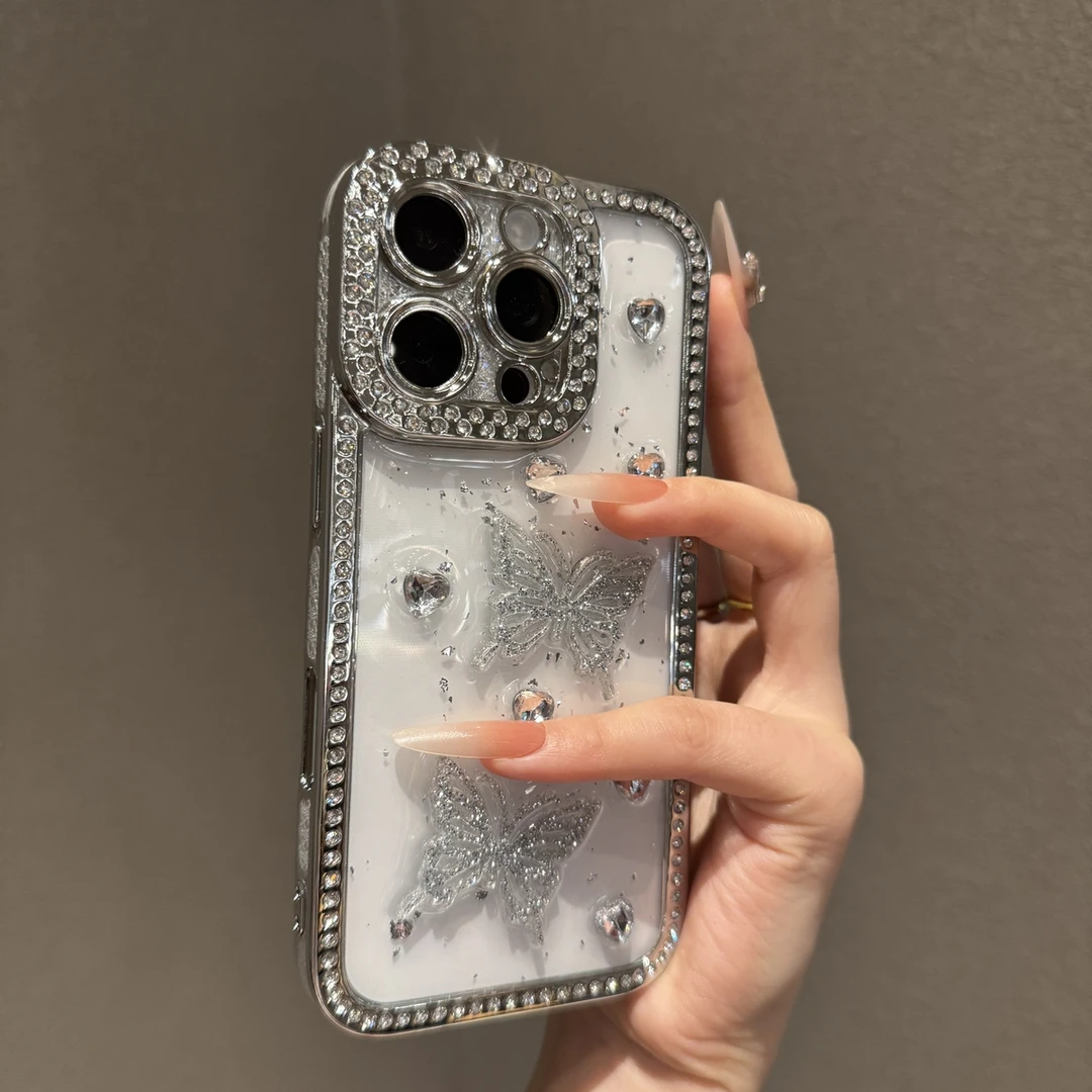 新款两只蝴蝶适用苹果16promax手机壳时尚iPhone15轻奢14气质13女