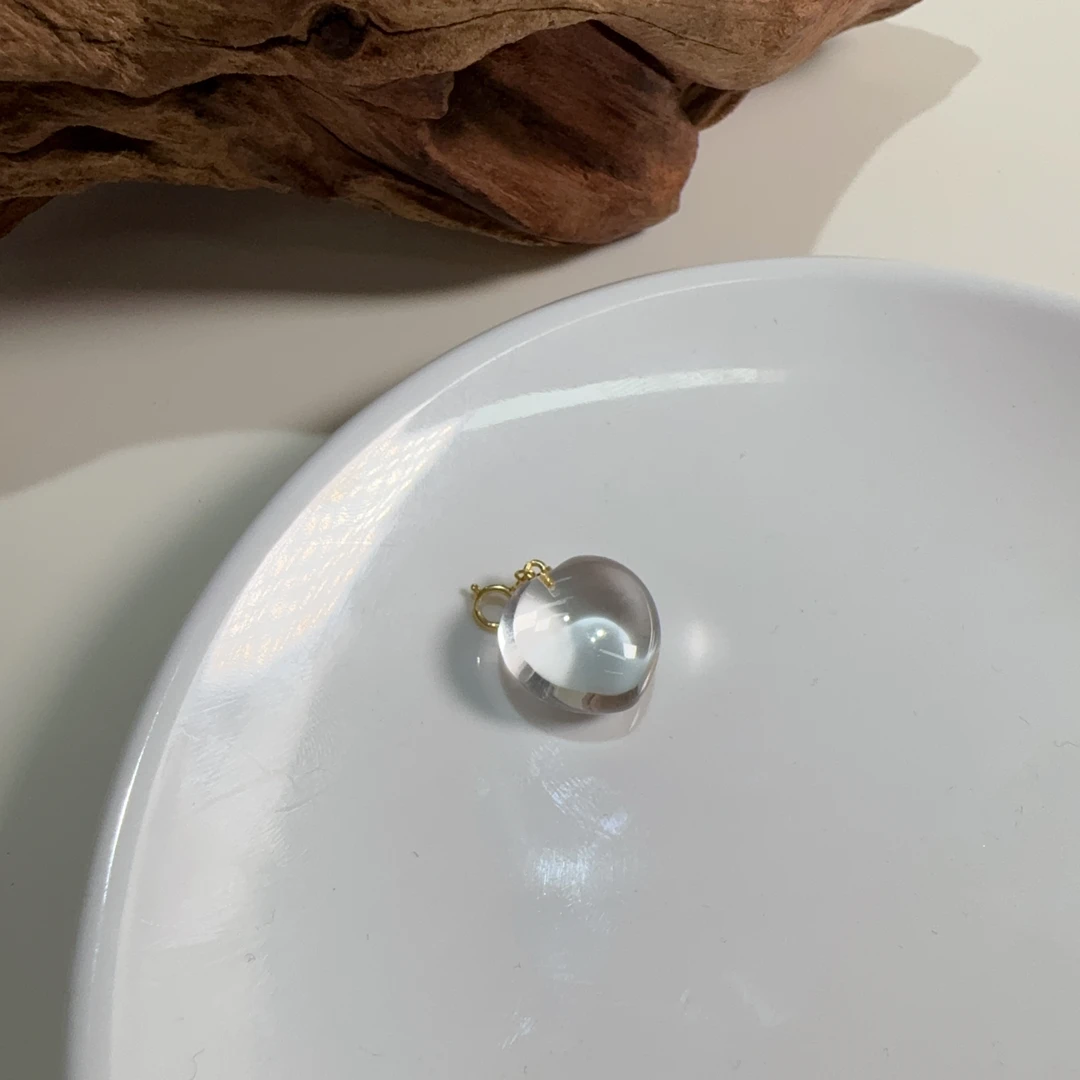 天然全净爱心白水晶吊坠S925银