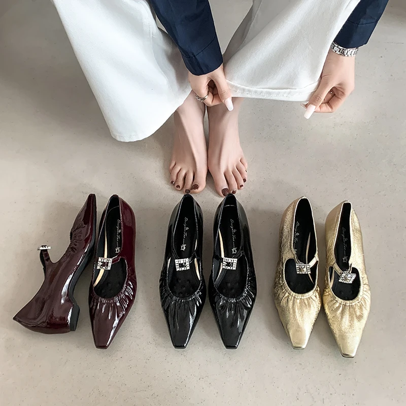 跟高5cm/34-39/早春新款经典气质简约小方头内增高单鞋女