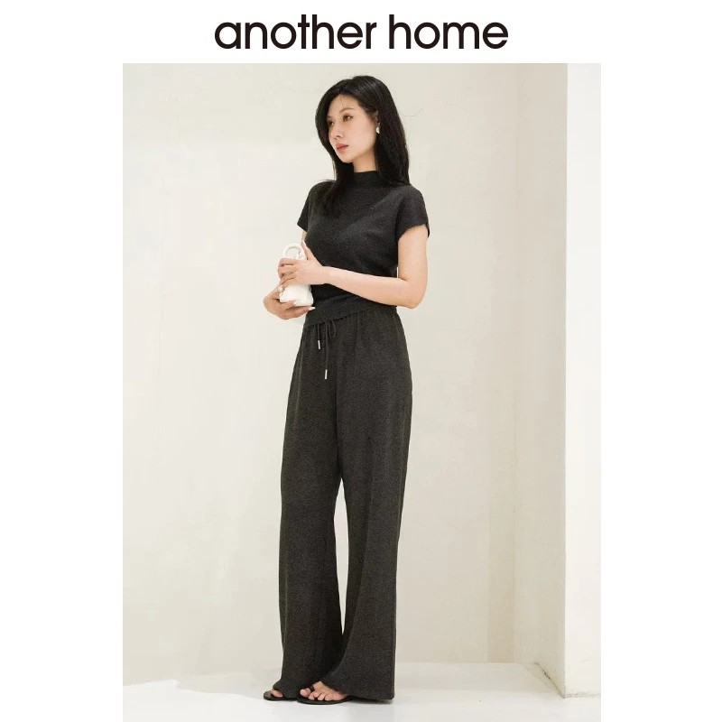 anotherhome上新秋冬绑带长裤透气糯米裤纯色窄版阔腿裤可调节