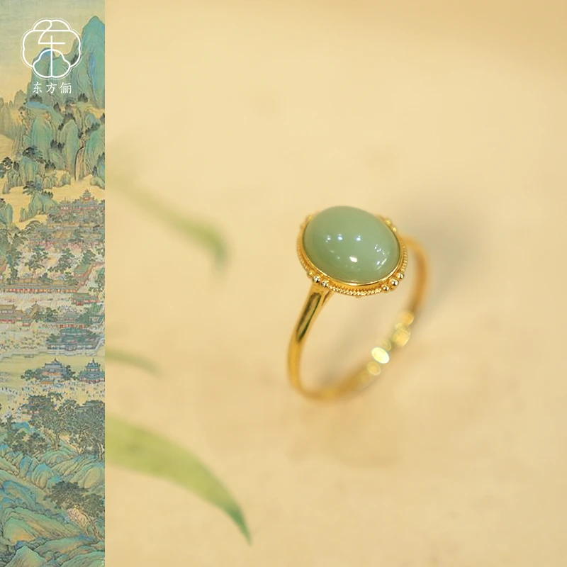 东方俪DOFUNLY【夏诗】和田玉气质18K金戒指设计款FQJZ漱玉