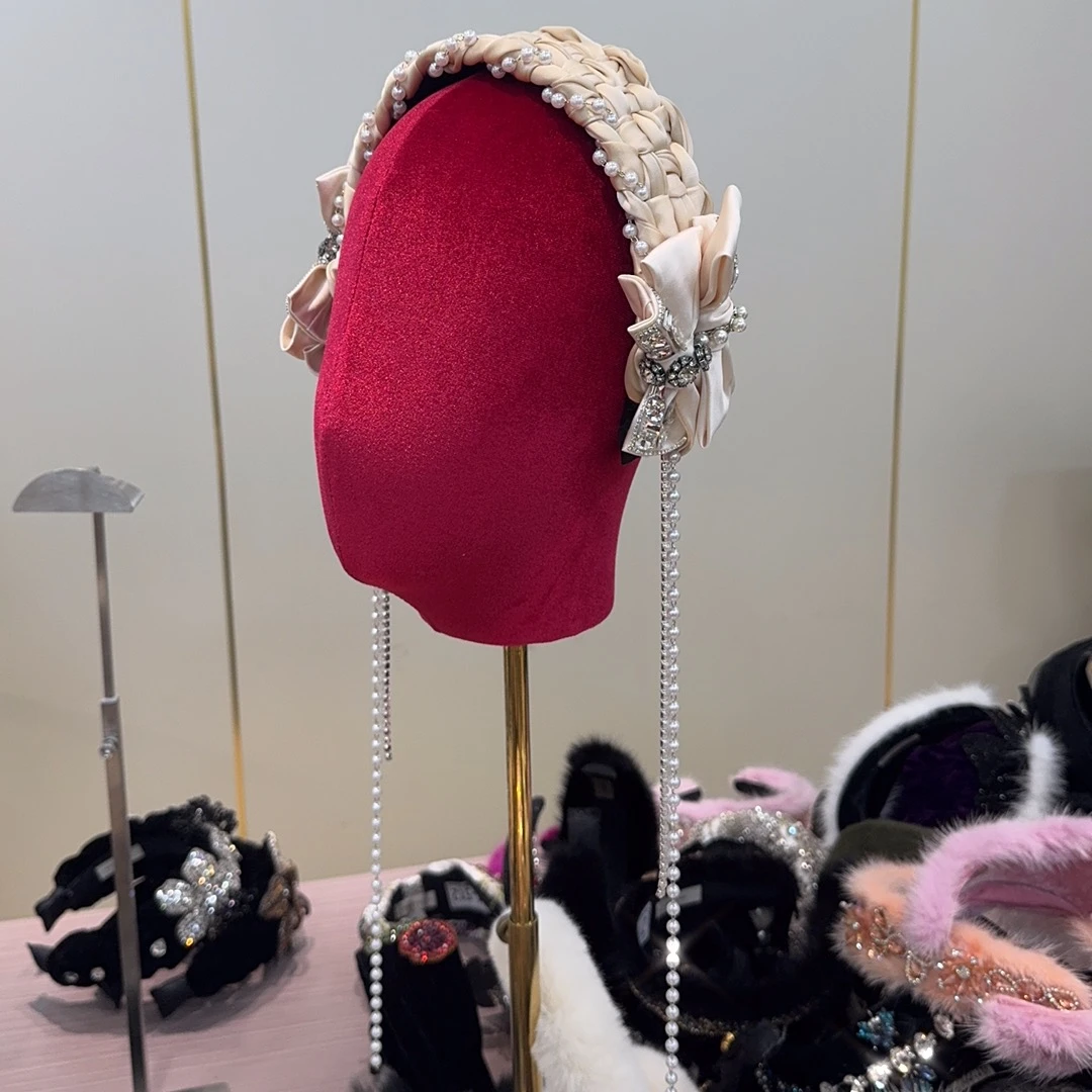 首仕 原创设计【6811】仙气珍珠链条长流苏设计蝴蝶结个性百搭发饰