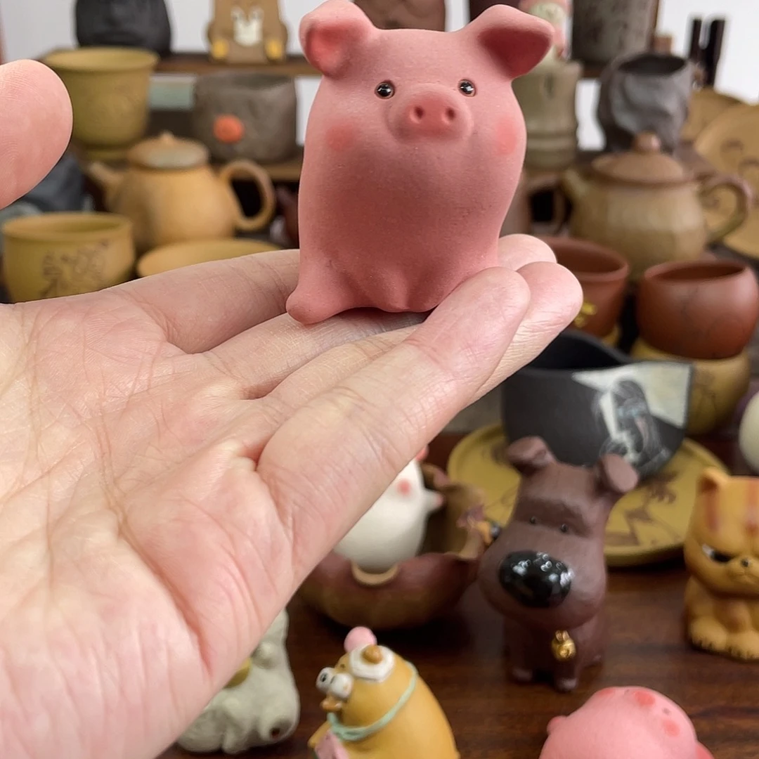 紫砂茶宠海*：粉红小猪