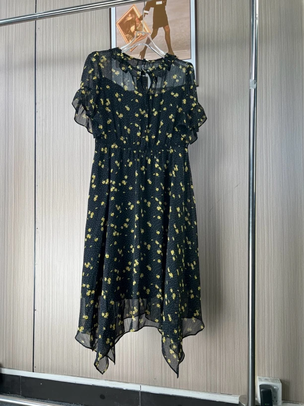 7219欧货品牌撤柜fg女装春夏新款时尚气质印花波点连衣裙