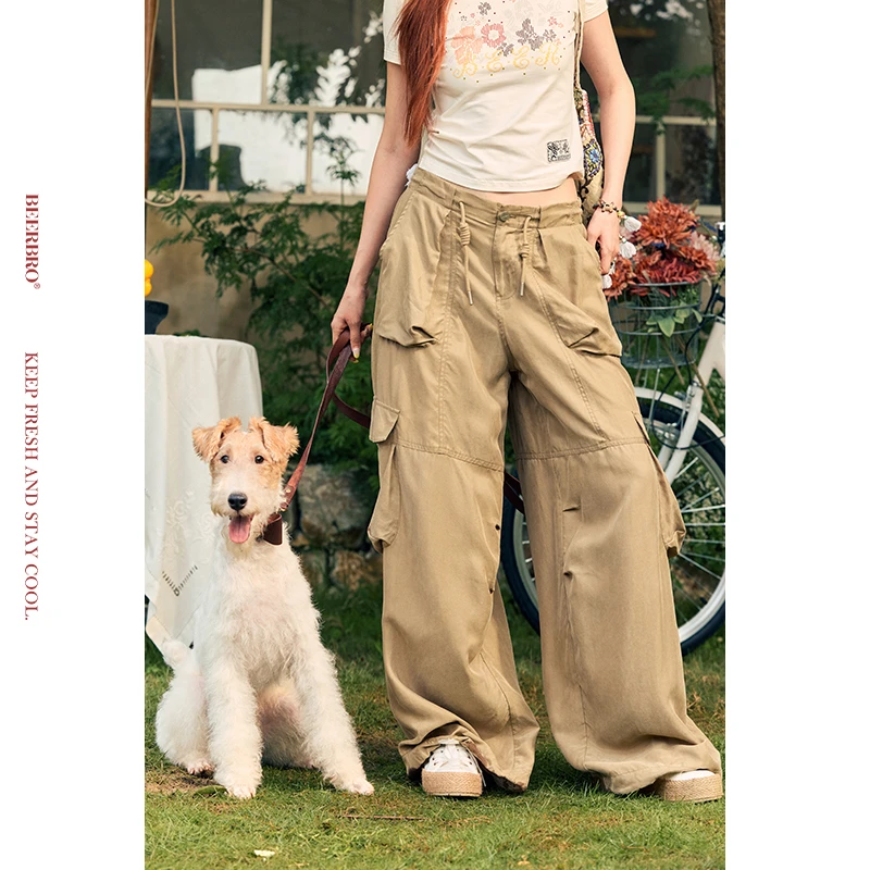 『玩乐夏日』版型包容性强铜氨丝垂感休闲工装裤BZ25XXX299-1PT04C