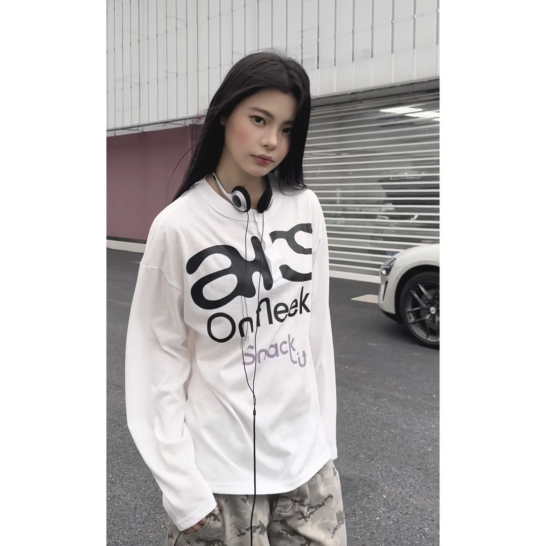 秋季新款亨利领长袖美式情侣透气宽松印花冰凉感休闲防晒衫罩衫男