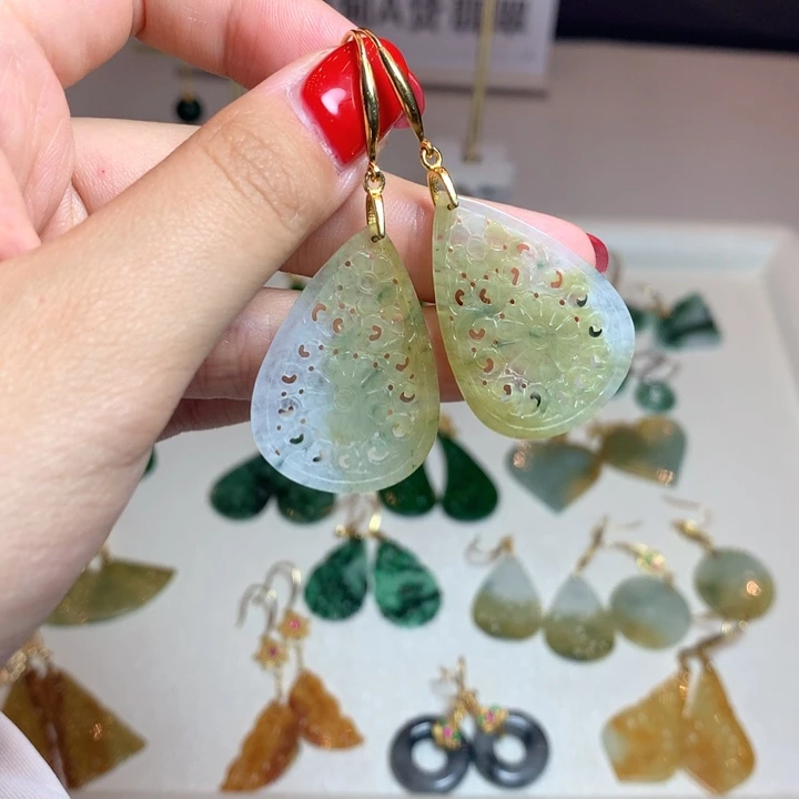 翡翠银S925镶嵌耳饰耳饰