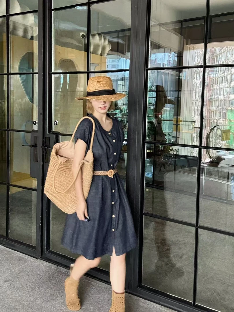 【H张小张CC】休闲欧韩设计款牛仔连衣裙620