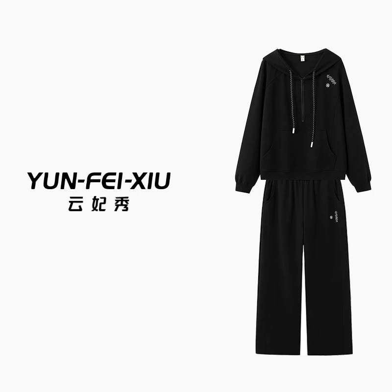 云妃秀大码女装套装胖妹妹显瘦宽松减龄外套裤子两件套秋28029AB