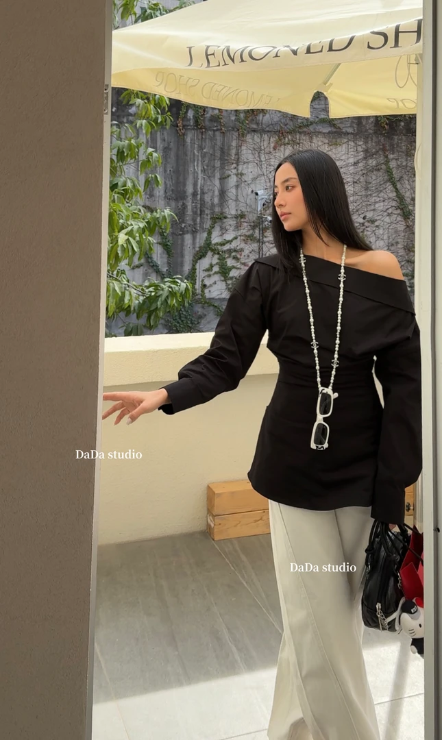 NO退NO换 DaDa原创一字肩衬衣9219