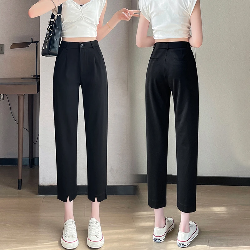 休闲垂感西装裤子女2025新款春夏小个子修身窄版小直筒裤百搭外穿