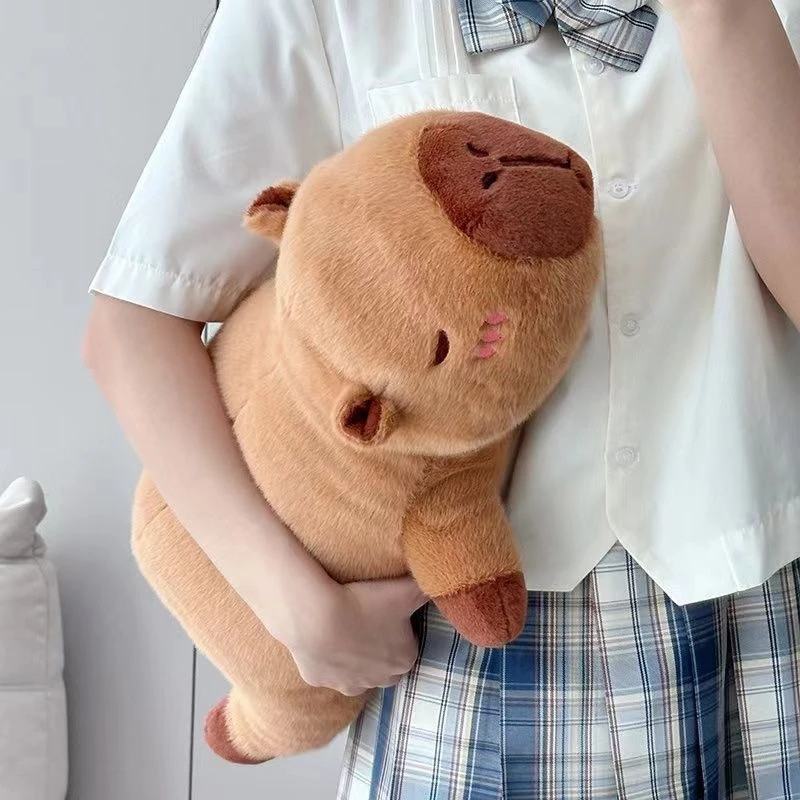 70CM可爱趴水豚卡皮巴拉抱枕睡觉床上公仔毛绒玩具生日礼物