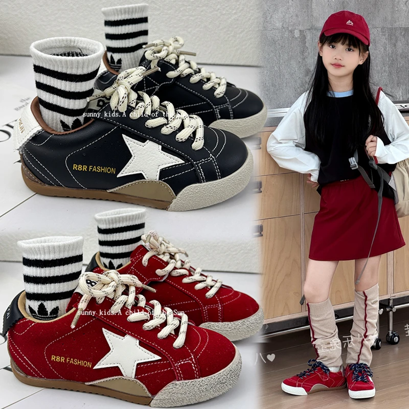 儿童板鞋2025秋季新款德训鞋女孩阿甘鞋宝宝鞋星星鞋子小白鞋