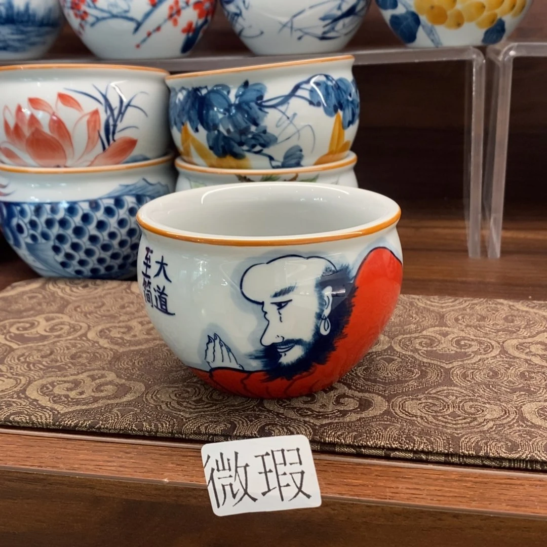 釉下手绘茶具微瑕