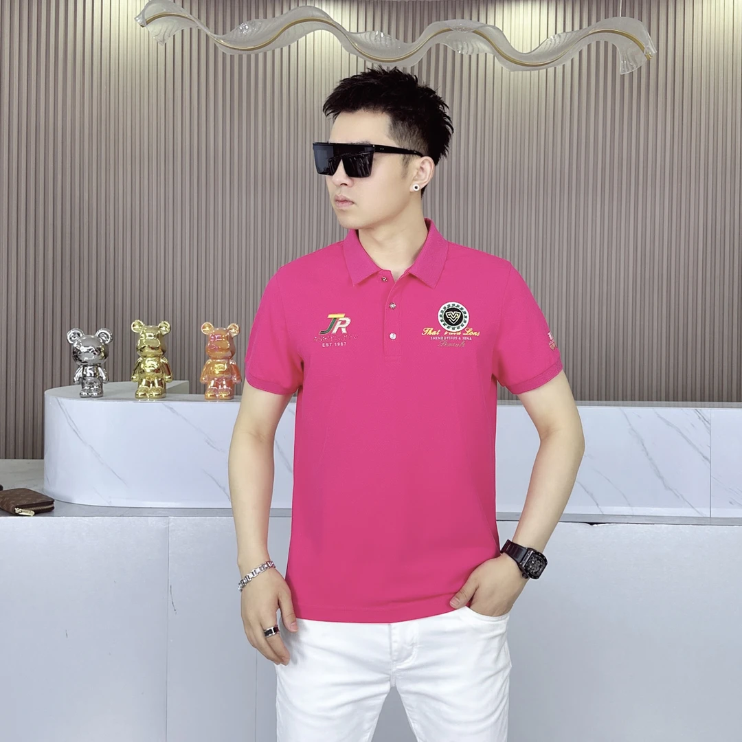 【商都】夏季轻奢欧版时尚休闲黑白色合体翻领polo衫BZ4415