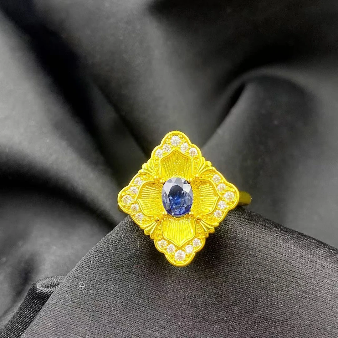 蓝宝石满钻国风菱形戒指A549