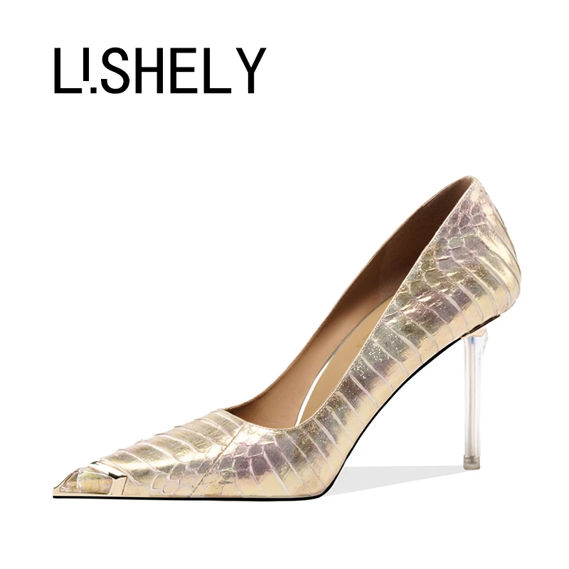 977[鎏金之美]浅口高跟鞋尖头时尚细跟单鞋女气质黑色高跟鞋新款