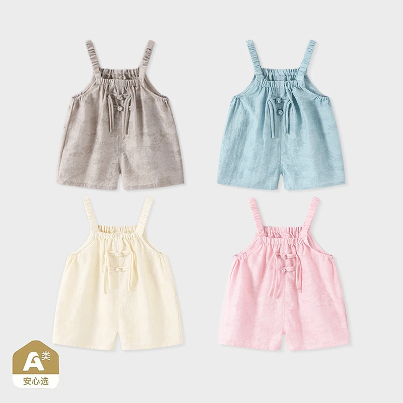 【25年夏季上新】国风男宝宝1-3岁背带裤女童夏季幼儿夏季背带裤